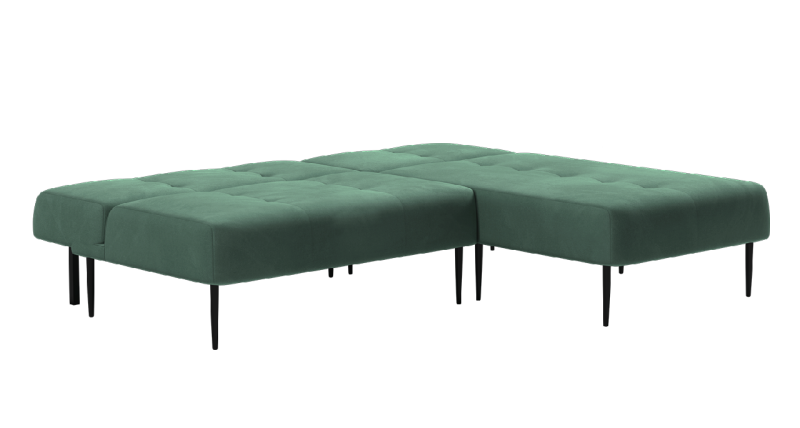 Монако диван-кровать с шезлонгом, без подлокотников, бархат зеленый 19