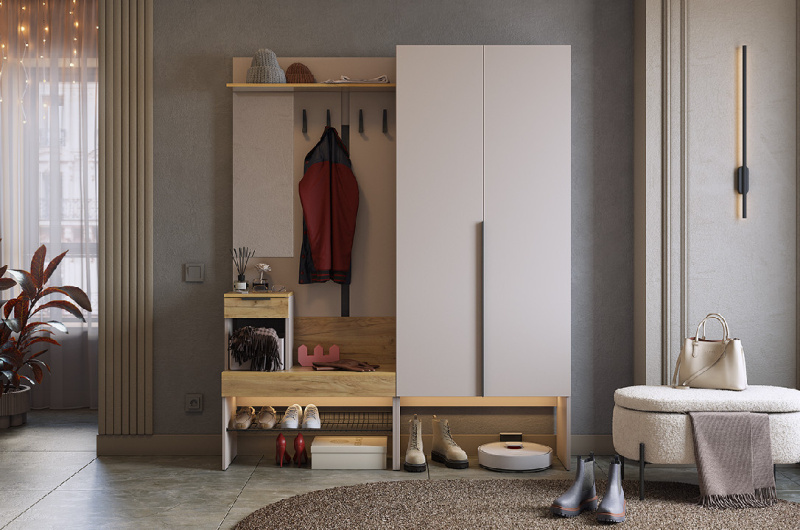 Прихожая "Баско К1" кашемир/дуб крафт золотой
