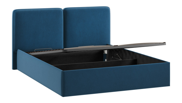 Кровать с ПМ «Токио» (с подъемным механизмом) Микровелюр Wellmart Blue
