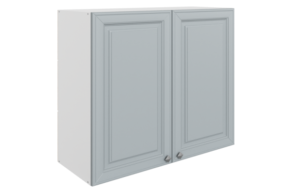 Мишель Шкаф навесной L800 Н720 (2 дв. гл.) (эмаль) белый/сизый