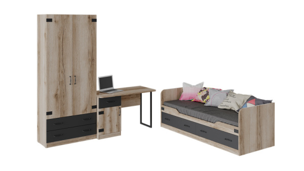 Набор детской мебели «Окланд» стандартный Фон черный, Дуб Делано