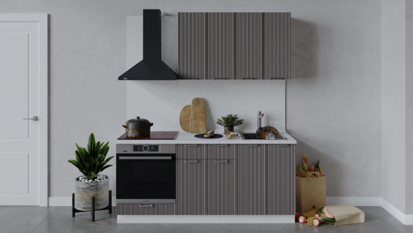 Кухонный гарнитур «Кимберли» длиной 180 см со шкафом НБ Белый, Муссон