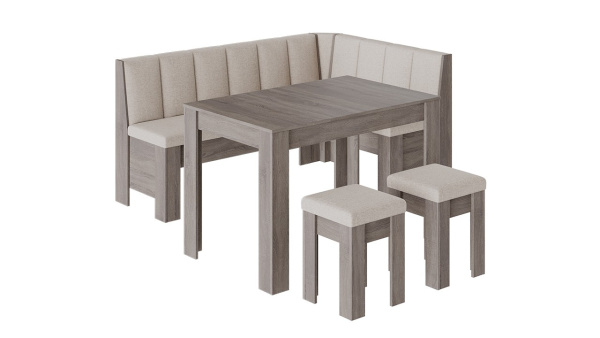 Кухонный уголок «Ганновер» Дуб Сонома трюфель, Рогожка Capri Бежевая