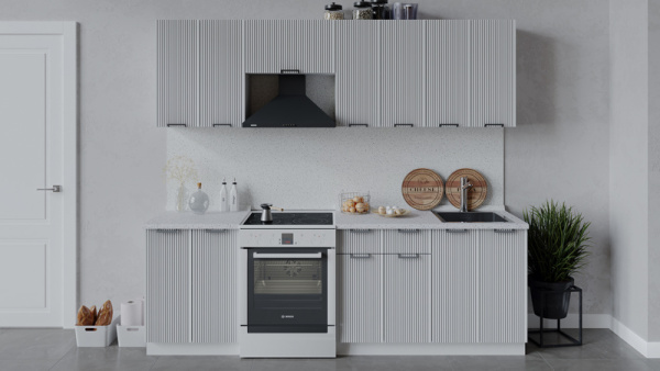 Кухонный гарнитур «Кимберли» длиной 240 см Белый, Сноу