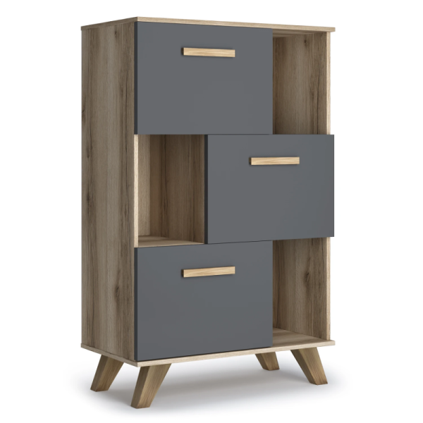 Шкаф низкий с нишами Вега Скандинавия Силк флай