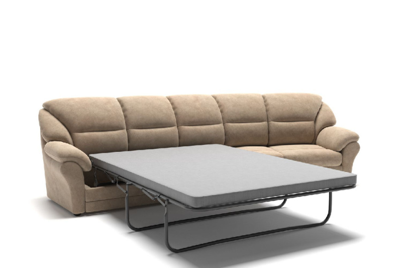 Сан-Ремо диван-кровать с реклайнером и радиусным модулем велюр бежевый