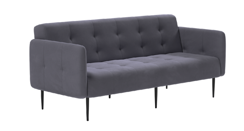 Монако диван-кровать прямой с подлокотниками, трехместный, бархат серый 27