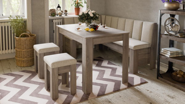 Кухонный уголок «Ганновер» Дуб Сонома трюфель, Рогожка Capri Бежевая