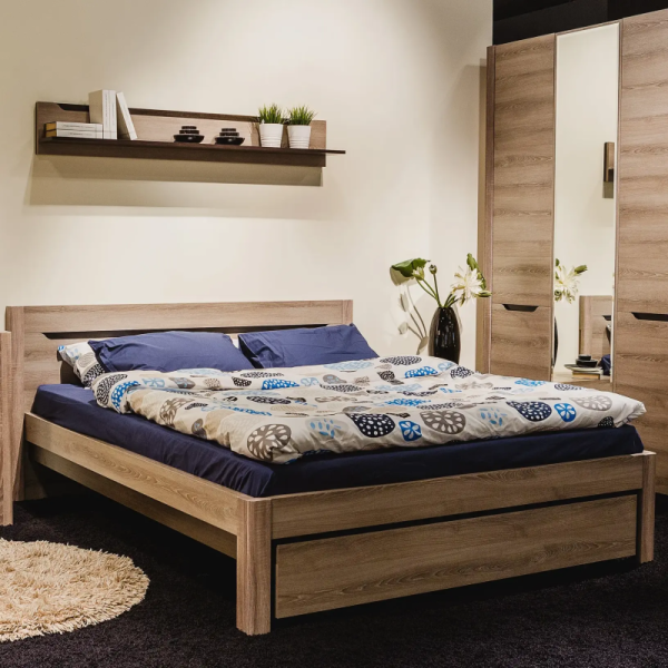 Кровать Афина А3 Ясень Таормина/Венге (160х200 см) с основанием