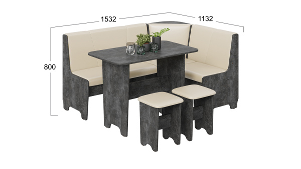 Кухонный уголок «Техас» Исп.1 Ателье темный, Экокожа бежевая