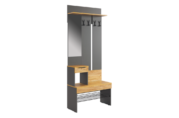 Прихожая "Баско К1" графит/дуб крафт золотой