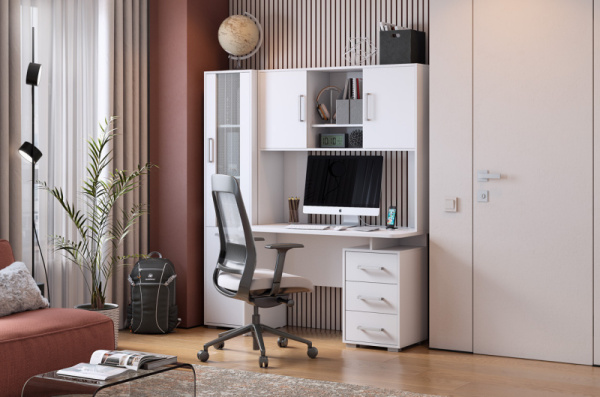 Стол компьютерный Лайт К3 белый/белый