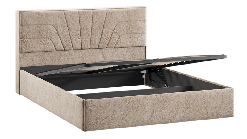 Кровать с ПМ «Пандора» Тип 1 (с подъемным механизмом) Микровелюр Wellmart Dark Beige