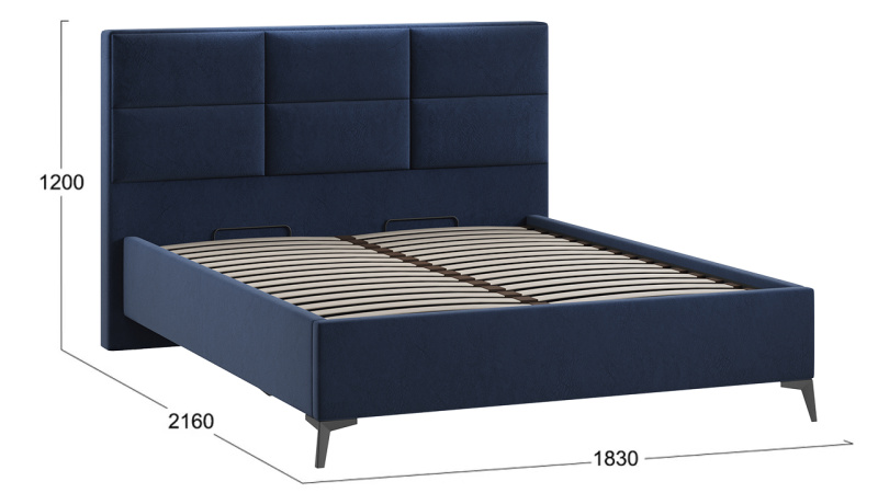Кровать с ПМ «Делана»  (с подъемным механизмом) Микровелюр Wellmart Blue