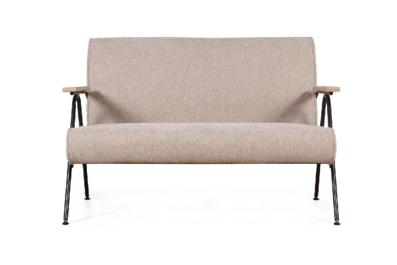 Энди диван двухместный с деревянными подлокотниками, шенилл Shantal beige