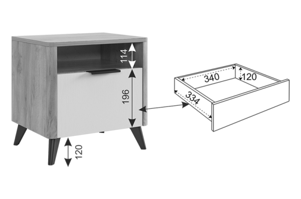Адам Тумба прикроватная дуб крафт золотой/графит