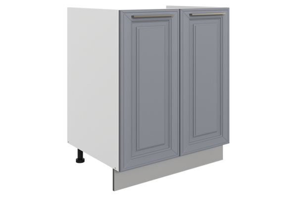 Мишель Шкаф рабочий под мойку L600 (2 дв. гл.) (эмаль) белый/серый