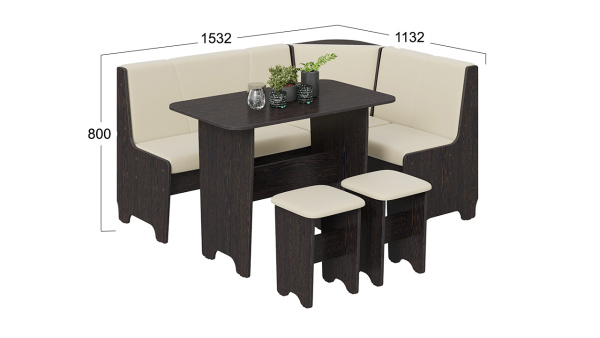 Кухонный уголок «Техас» Исп.1 Венге, Экокожа бежевая