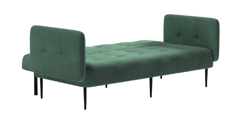 Монако диван-кровать прямой с подлокотниками, трехместный, бархат зеленый 19