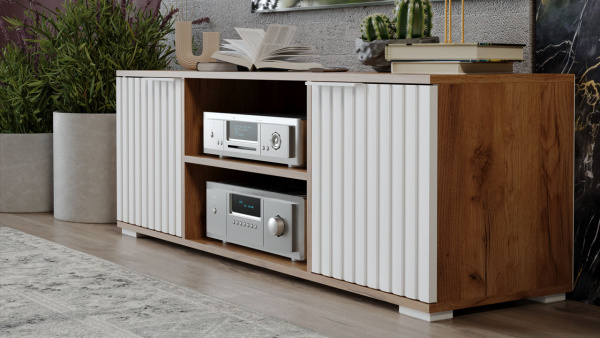 Набор мебели для гостиной «Хилтон» №5 Дуб Крафт золотой, Белый матовый