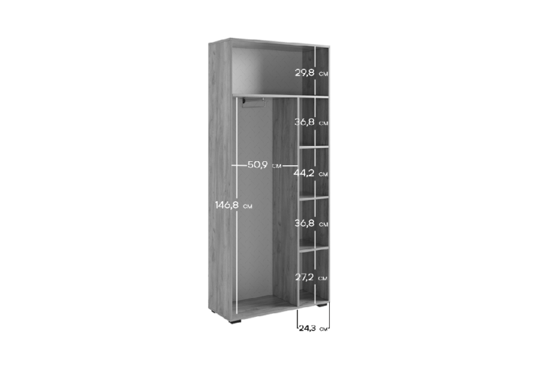 Прихожая "Бери К3" (1600х350х1826) дуб крафт золотой/белое дерево