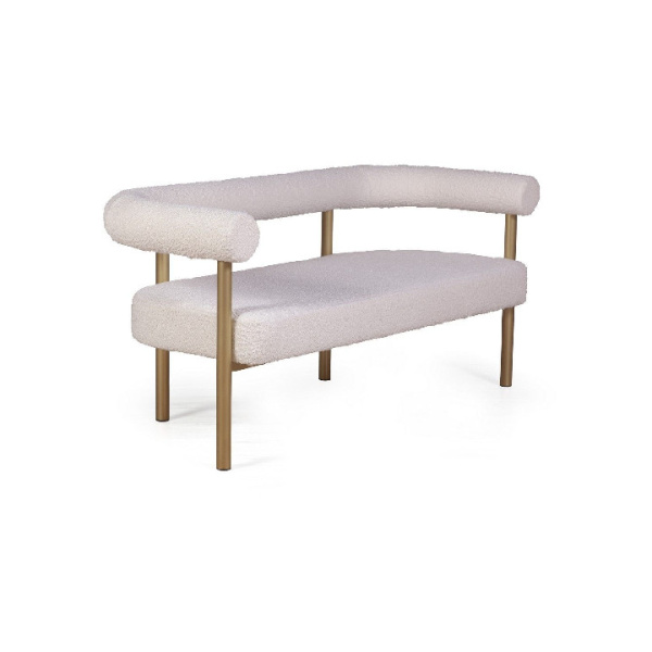 Диван Бигги, букле Turin ivory / опоры золото