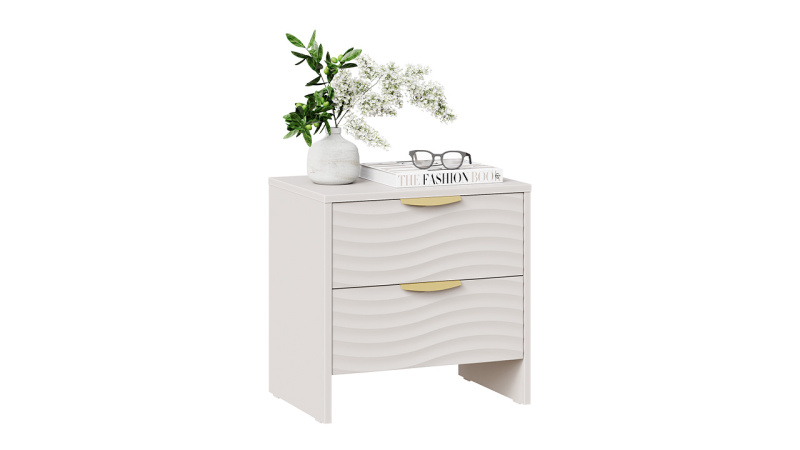 Тумба прикроватная «Тиана» с 2мя ящиками Тип 2 Кашемир, Кашемир сатин, Золото ручка Т5