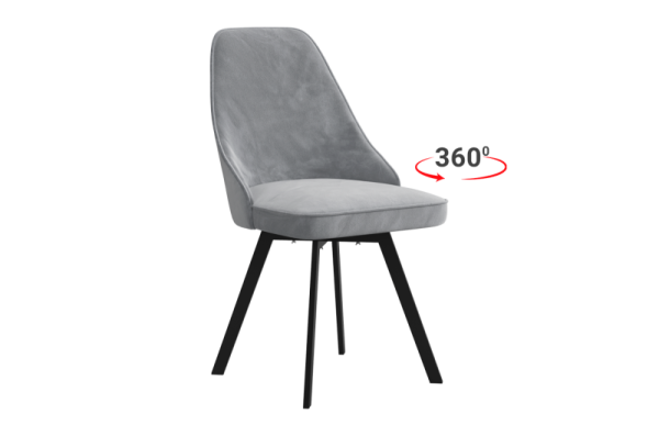 Стул Милан 2 Т2П серый (велюр)/черный