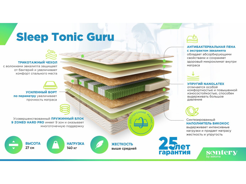 Матрас ASKONA 200*080 Sleep Tonic Guru