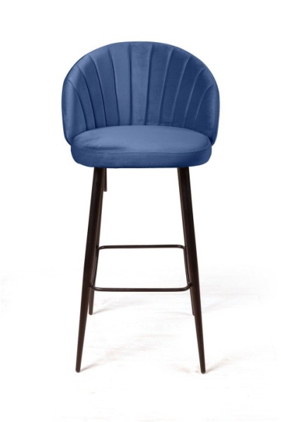 Стул барный Mont Blanc, бархат синий 29 / черный конус