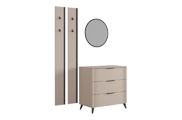 Прихожая "Мебельсон К22" (1350х428х1750) кашемир/фрапучино матовый/черный