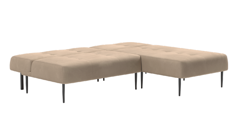 Монако диван-кровать с шезлонгом, без подлокотников, бархат бежевый 5