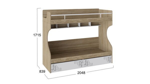Кровать 2-х ярусная «Оксфорд» Ривьера, Белый с рисунком