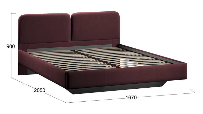 Кровать «Флори» Тип 1 (1600) Велюр Ultra Berry