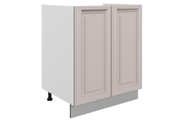 Мишель Шкаф рабочий под мойку L600 (2 дв. гл.) (эмаль) белый/кофейный