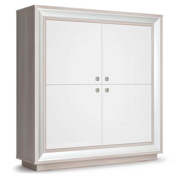 Шкаф 4-х дв. 1364 низкий Прато жемчуг