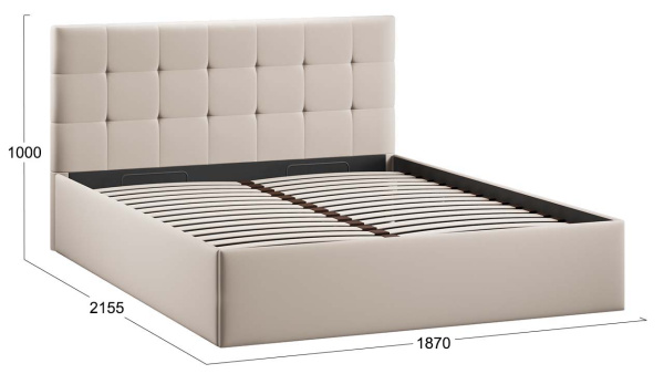 Кровать с ПМ «Джоли» Тип 1 (с подъемным механизмом) без заглушины Велюр Confetti Cream