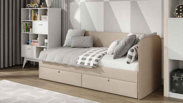 Кровать с мягкой обивкой «Молли» Тип 1 Микровелюр Scandi Cream 03