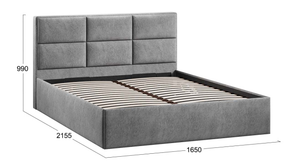 Кровать с ПМ «Стелла» Тип 1 (с подъемным механизмом) Микровелюр Wellmart Silver
