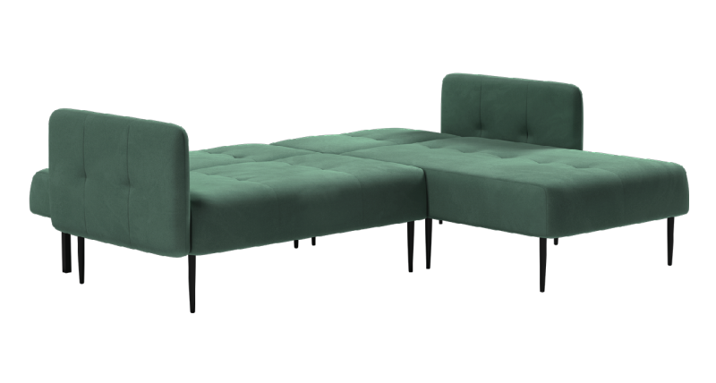 Монако диван-кровать с шезлонгом, с подлокотниками, бархат зеленый 19