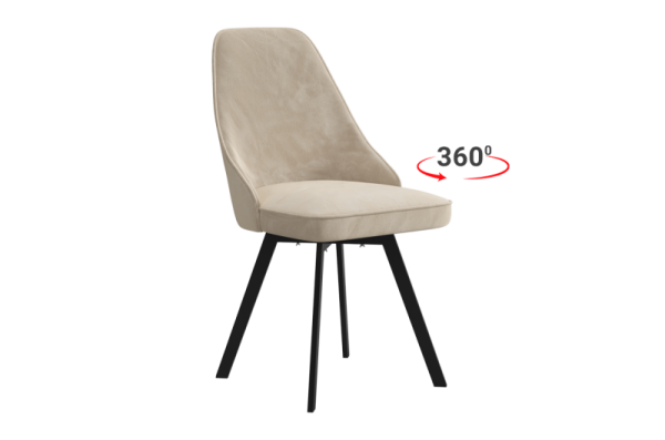 Стул Милан 2 Т2П пломбир (велюр)/черный