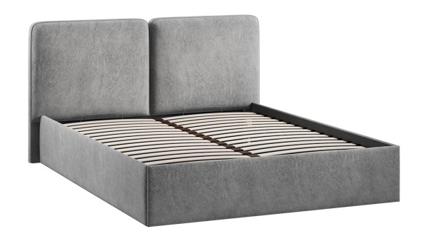 Кровать с ПМ «Токио» (с подъемным механизмом) Микровелюр Wellmart Silver