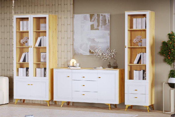 Гостиная "Вега Сапфир" (комплект 2) Глянец белый 