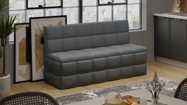 Скамья прямая «Домино» Исп. 2 Кожзам Серый, Велюр Серый