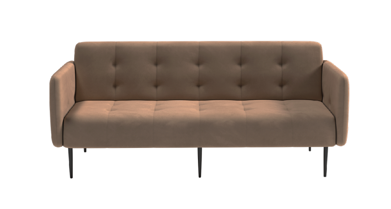 Монако диван-кровать прямой с подлокотниками, трехместный, велюр бежевый Velutto 23