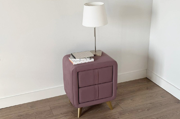 Тумба прикроватная Софи 2 пудра (велюр)