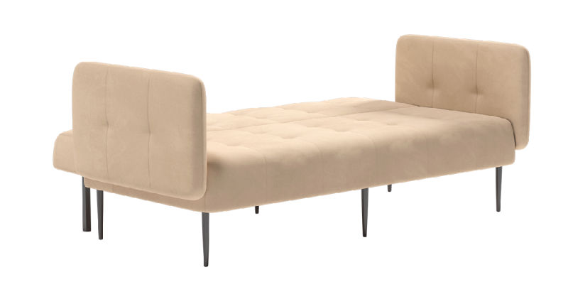 Монако диван-кровать прямой с подлокотниками, трехместный, велюр бежевый Velutto 04