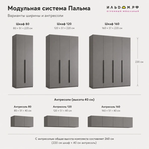 Шкаф Пальма 120 Графит