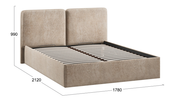 Кровать с ПМ «Токио» (с подъемным механизмом) Микровелюр Wellmart Dark Beige