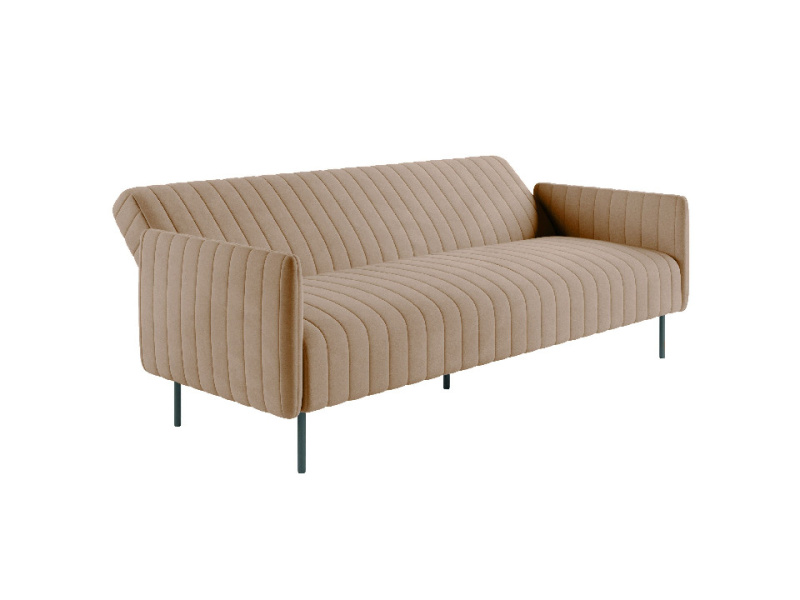 Баккара диван-кровать трехместный прямой с подлокотниками, бархат бежевый 05